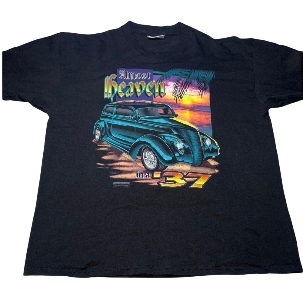 Vintage 90s Lee Almost Heaven 37 Ford Hot Rod T-Shirt XL USA‎ Made Graphic Tee